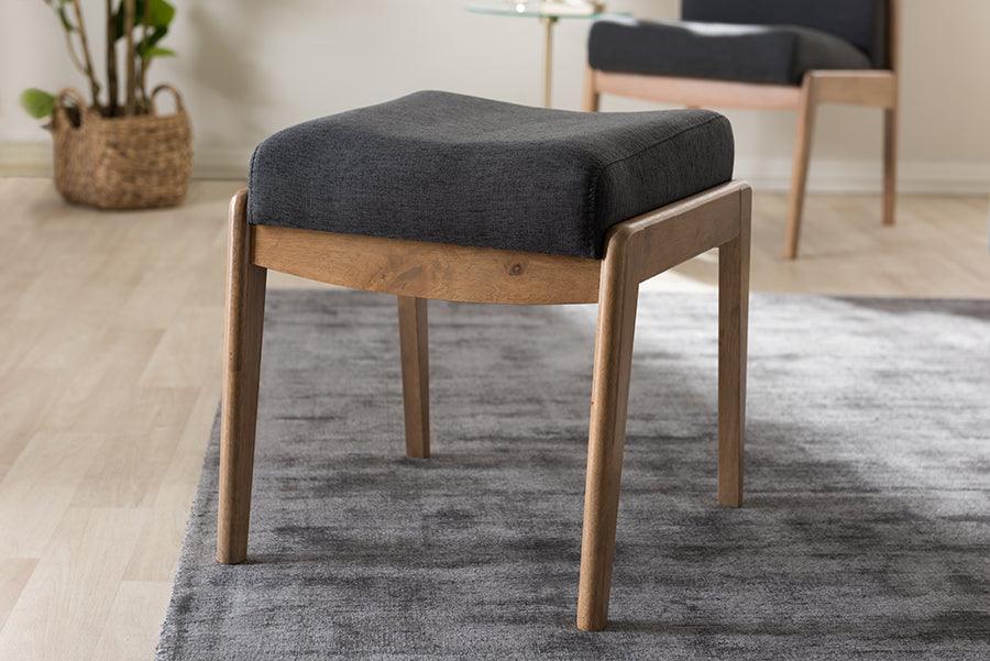 Wholesale Interiors Ottomans & Stools - Wera Mid-Century Retro Modern Dark Grey Fabric Ottoman