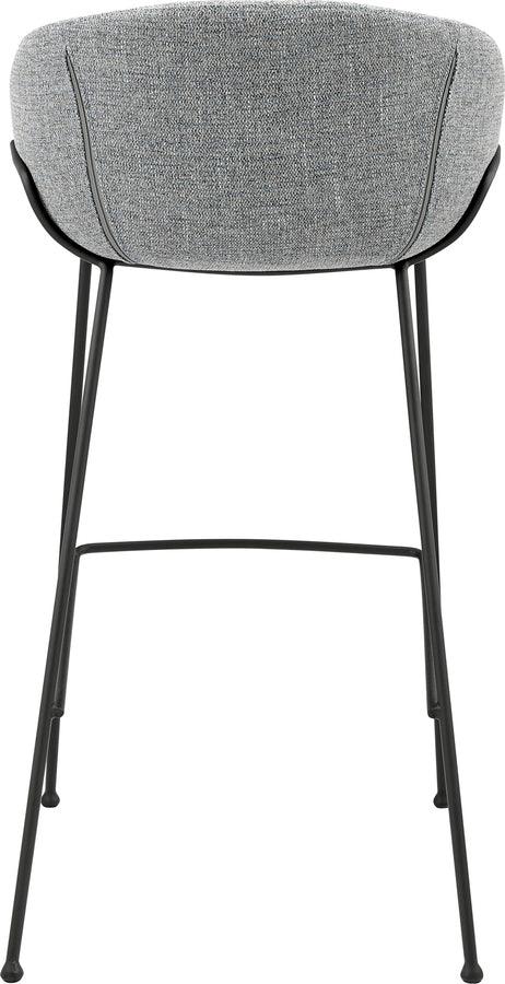 Euro Style Barstools - Zach Bar Stool In Gray-Blue Fabric And Matte Black Frame And Legs - Set Of 2
