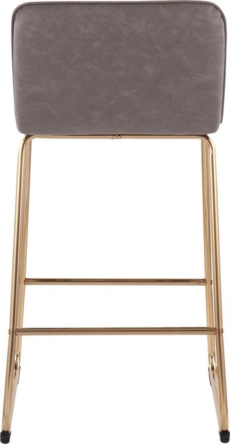 Lumisource Barstools - Casper Fixed-Height Contemporary Counter Stool in Gold Metal and Grey Faux Leather - Set of 2