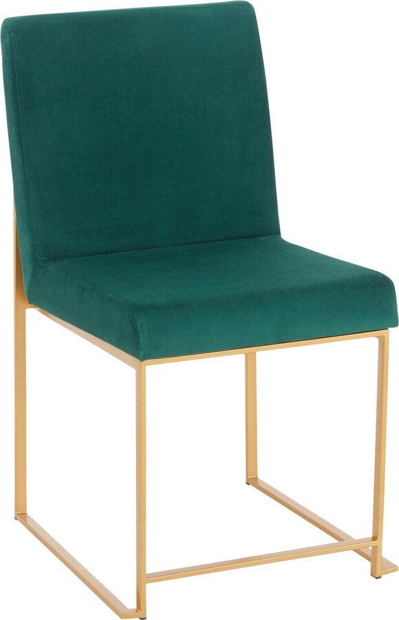 Lumisource Dining Chairs - High Back Fuji Contemporary Dining Chair in Gold and Green Velvet - Set of 2