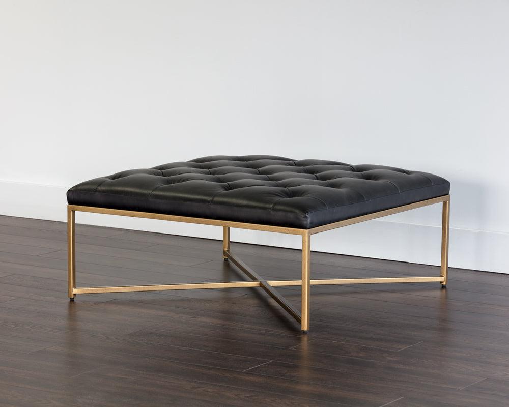 SUNPAN Ottomans & Stools - Endall Ottoman Vintage Black Night Leather