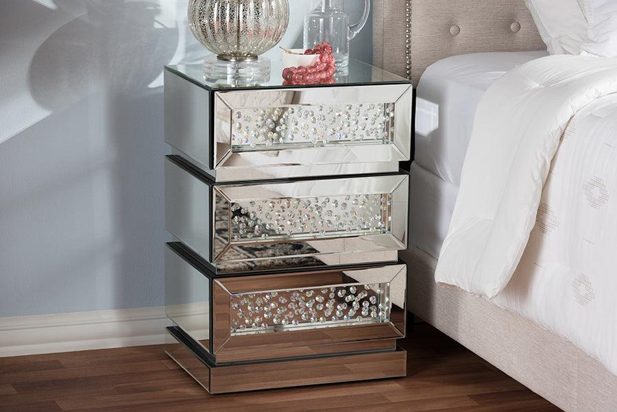 Wholesale Interiors Nightstands & Side Tables - Sabrina Nightstand Silver Mirrored