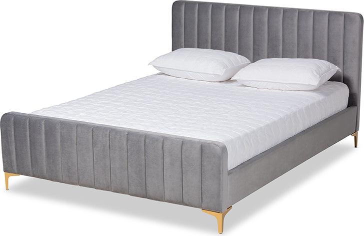 Wholesale Interiors Beds - Nami Queen Bed Light Gray & Gold