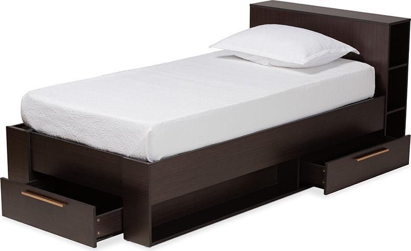 Wholesale Interiors Beds - Carlson Modern and Contemporary Brown Wood Twin Size 3-Drawer Platform Storage Bed