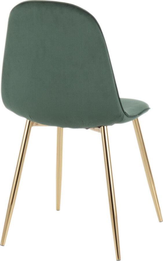 Lumisource Dining Chairs - Pebble Contemporary Chair in Gold Steel and Green Velvet - Set of 2