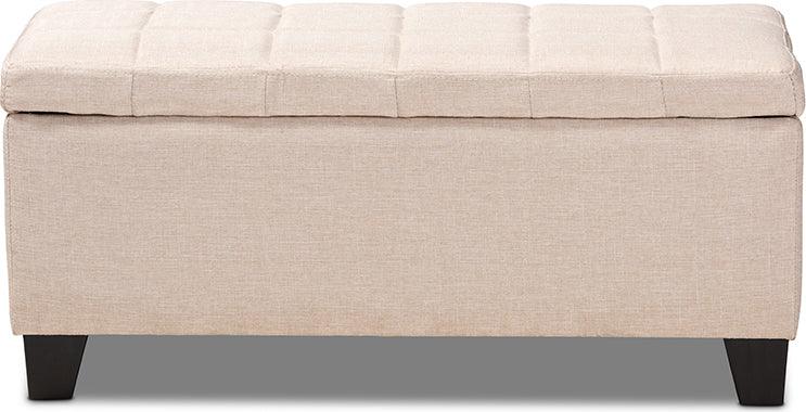 Wholesale Interiors Ottomans & Stools - Fera Modern And Contemporary Beige Fabric Upholstered Storage Ottoman