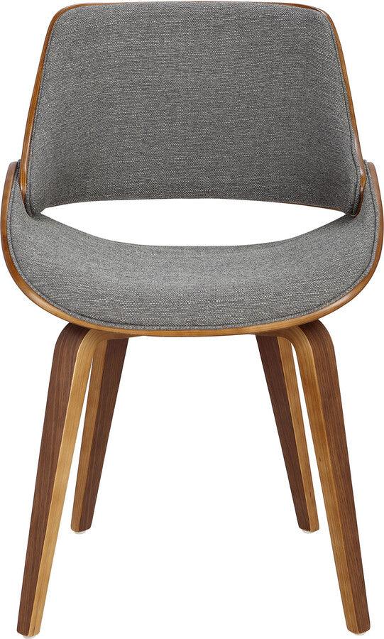 Lumisource Accent Chairs - Fabrizzi Mid-Century Modern Dining/Accent Chair in Walnut and Grey Fabric