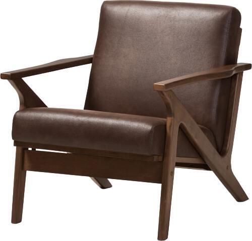 Wholesale Interiors Accent Chairs - Bianca Lounge Chair Walnut & Dark Brown