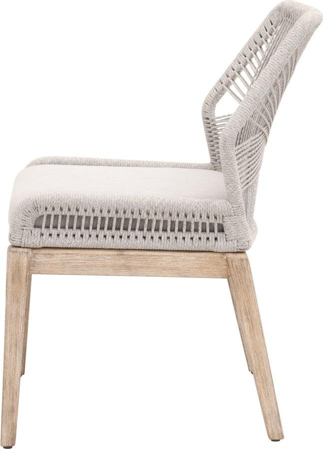 Essentials For Living Dining Chairs - Loom Dining Chair, Set of 2 Taupe & White Flat Rope, Pumice, Natural Gray Mahogany