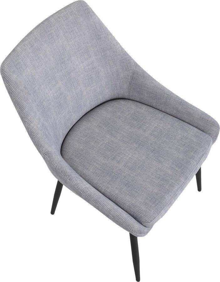 Lumisource Dining Chairs - Diana Contemporary Chair in Black Metal & Grey Corduroy Fabric - Set of 2