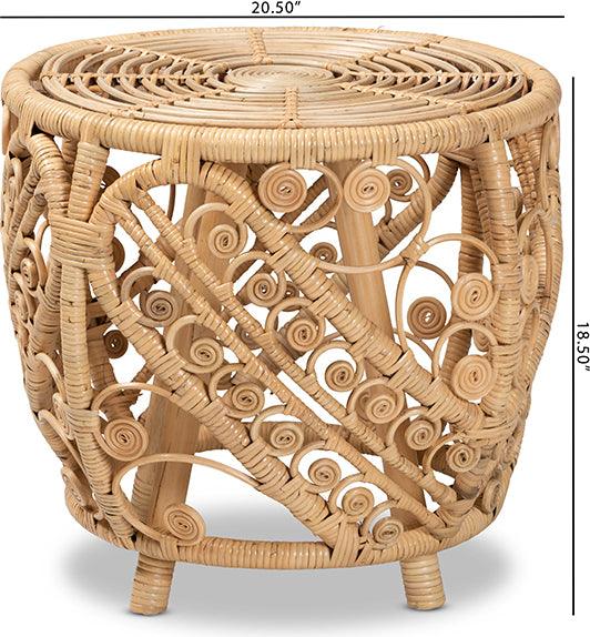 Wholesale Interiors Side & End Tables - Saranna Modern Bohemian Natural Brown Finished Rattan End Table