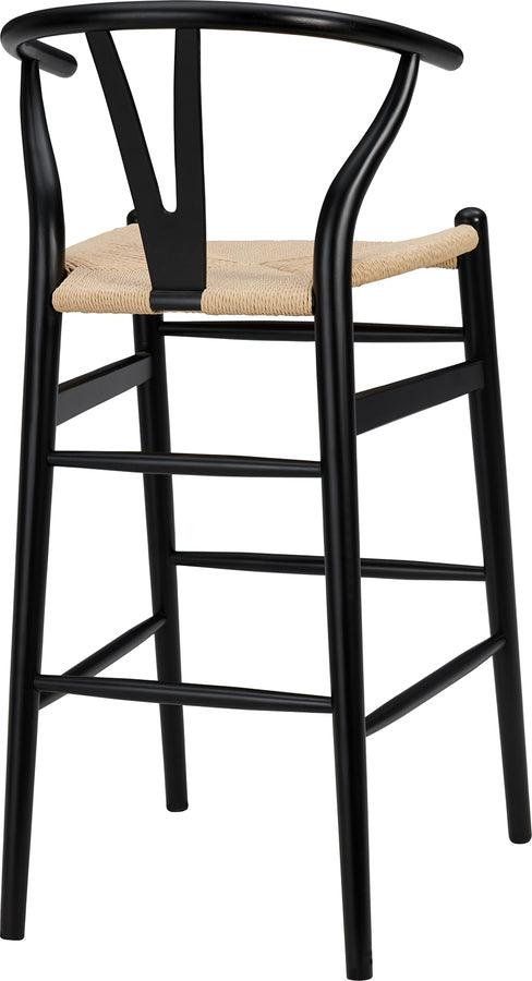 Euro Style Barstools - Evelina-B Bar Stool in Black Frame and Natural Seat