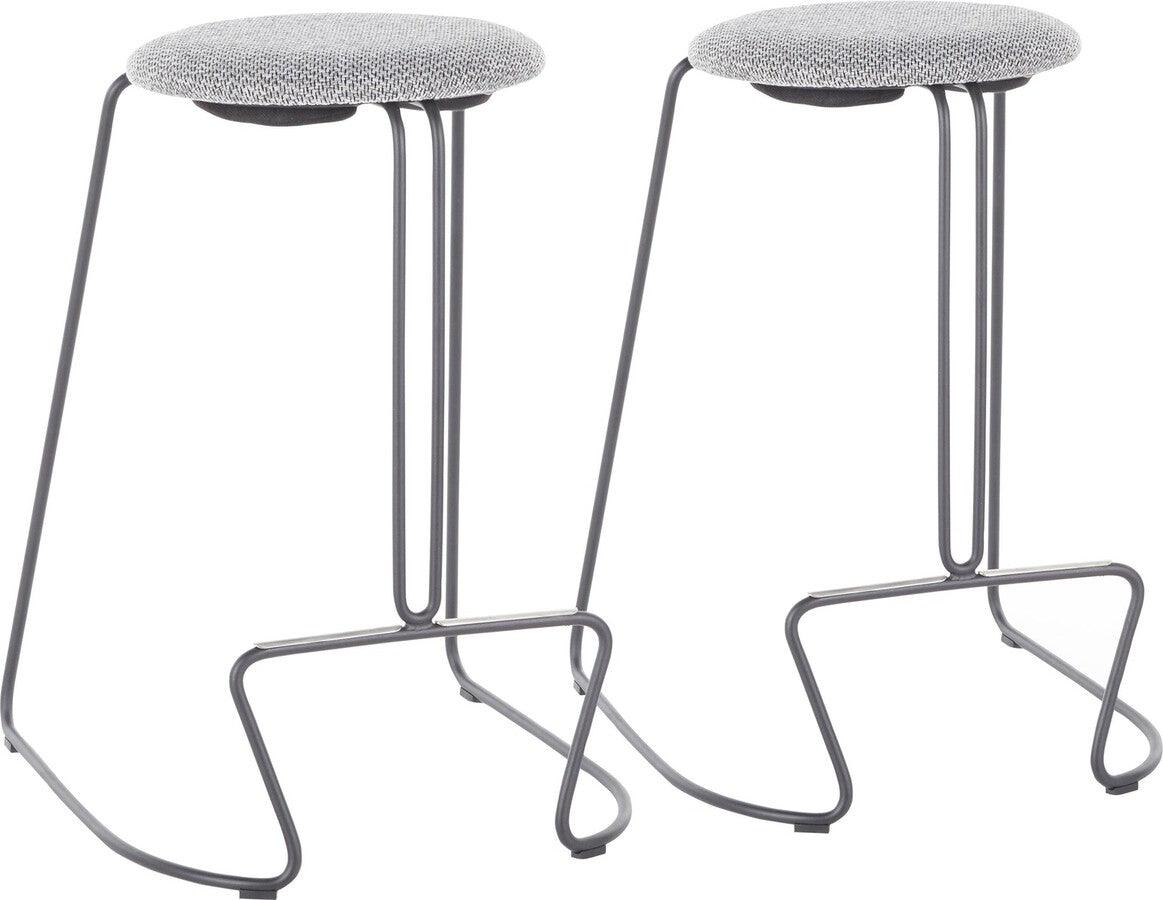 Lumisource Barstools - Finn Contemporary Counter Stool in Grey Steel and Charcoal Fabric - Set of 2