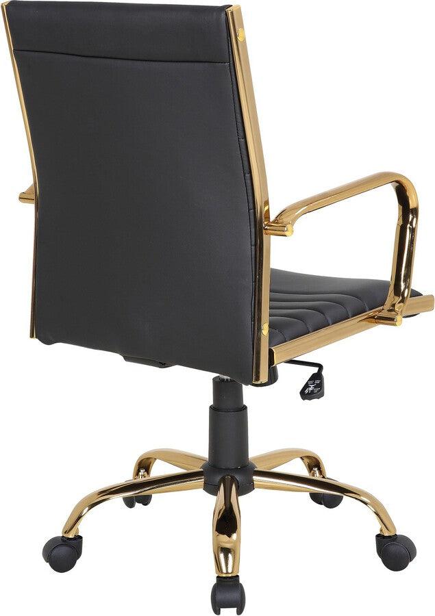 Lumisource Task Chairs - Master Contemporary Adjustable Office Chair with Swivel in Gold with Black Faux Leather