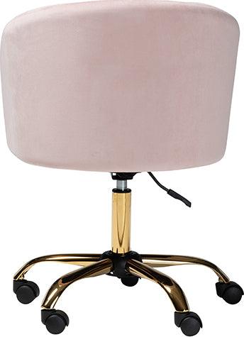 Wholesale Interiors Task Chairs - Ravenna Glam and Luxe Blush Pink Velvet Fabric and Gold Metal Swivel Office Chair