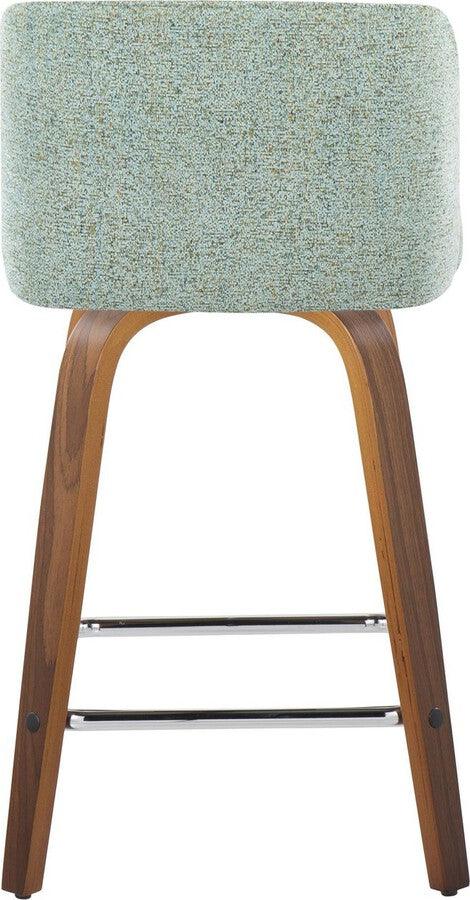 Lumisource Barstools - Toriano 24" Fixed Height Counter Stool In Walnut Wood Light Green (Set of 2)