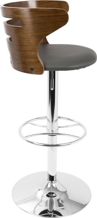 Lumisource Barstools - Cosi Adjustable Barstool With Swivel In Walnut & Grey Faux Leather (Set of 2)