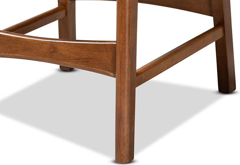 Wholesale Interiors Barstools - Katya Mid-Century Modern Sand Fabric and Brown Wood 2-Piece Counter Stool Set