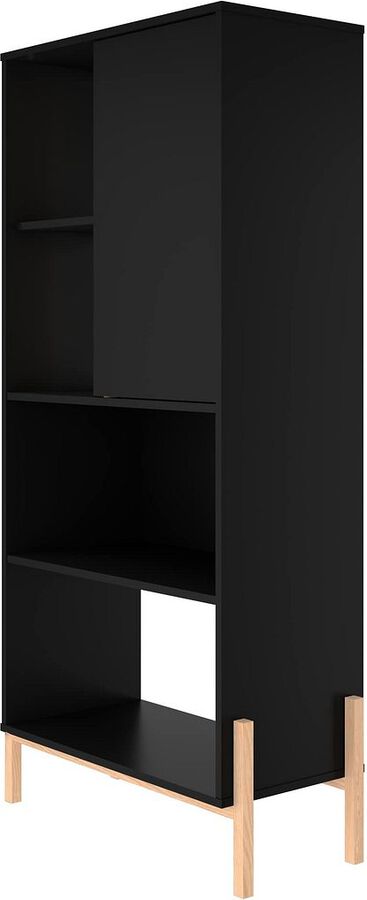 Manhattan Comfort Bookcases & Display Units - Bowery Bookcase with 5 Shelves in Black and Oak