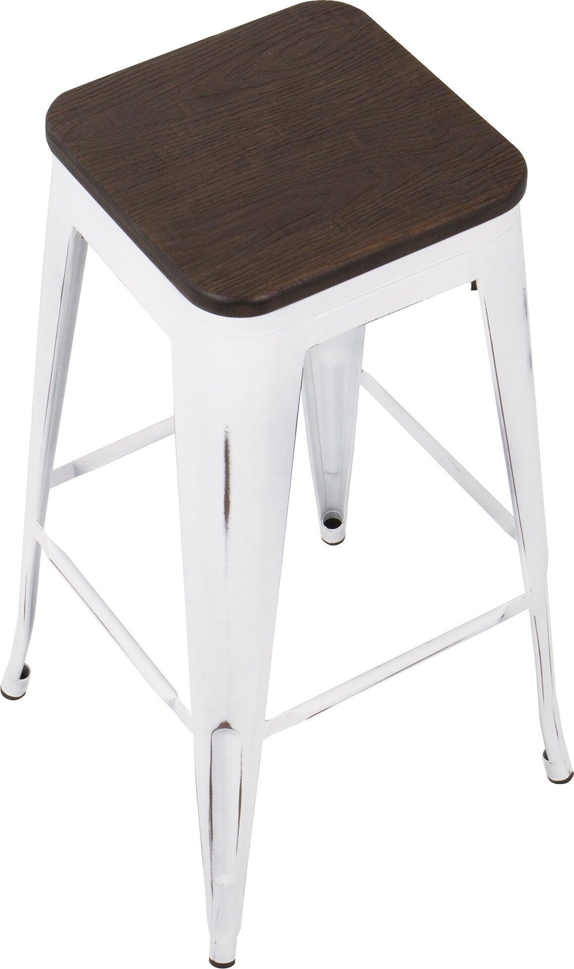 Lumisource Barstools - Oregon Barstool (Set of 2) White & Espresso