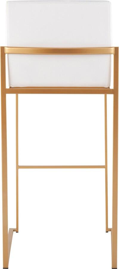 Lumisource Barstools - Fuji High Back Barstool In Gold Steel & White Velvet (Set of 2)