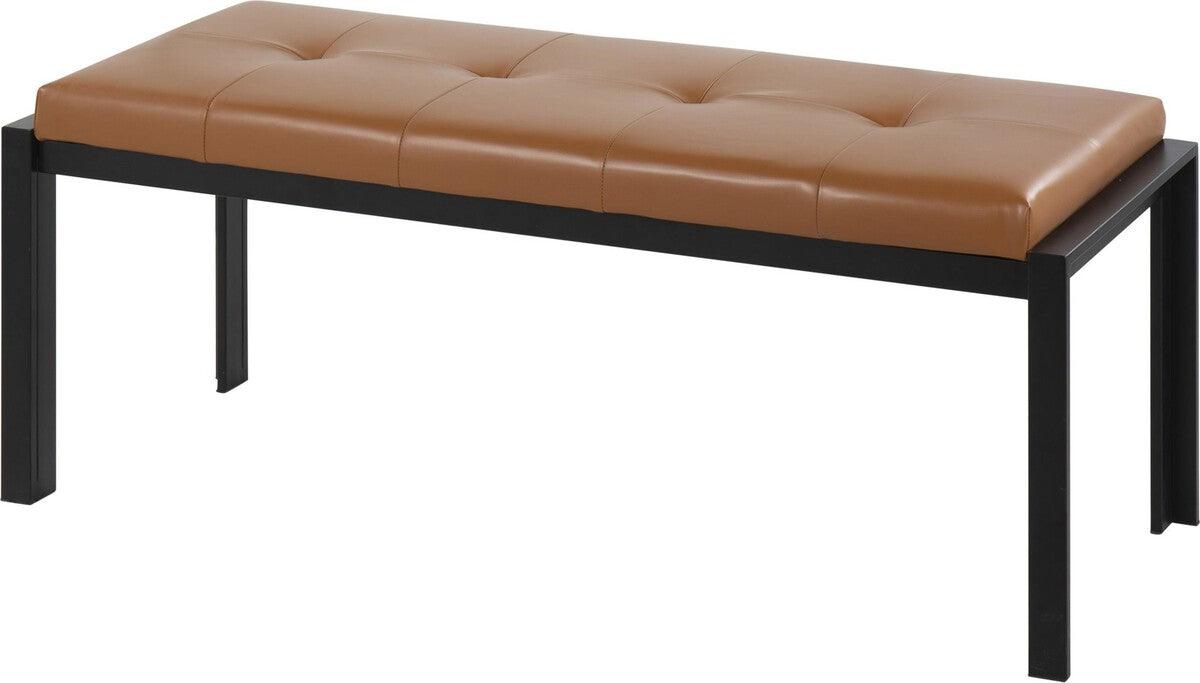 Lumisource Benches - Fuji Contemporary Bench In Black Metal & Camel Faux Leather