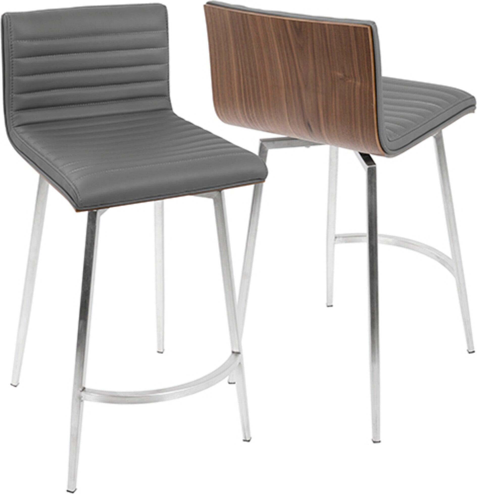 Lumisource Barstools - Mason Swivel Counter Stool Walnut & Gray (Set of 2)