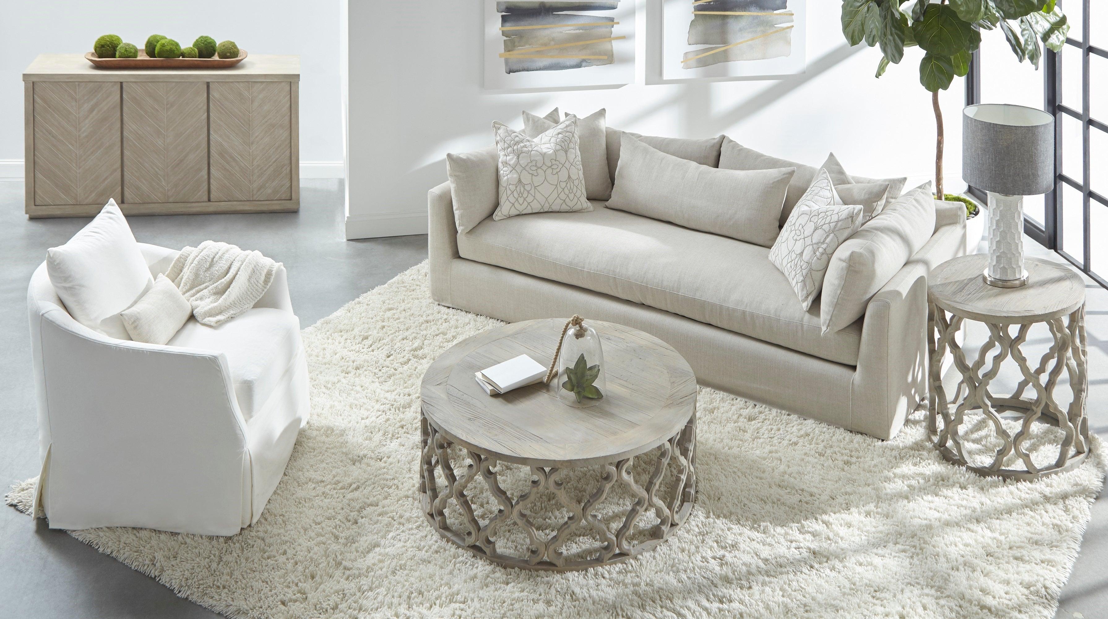 Essentials For Living Accent Chairs - Faye Slipcover Swivel Club Chair Cream Crepe