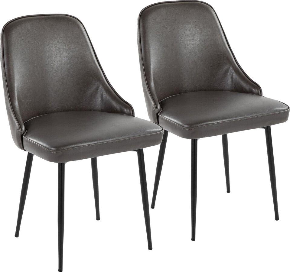 Lumisource Dining Chairs - Marcel Contemporary Dining Chair With Black Frame & Grey Faux Leather (Set of 2)