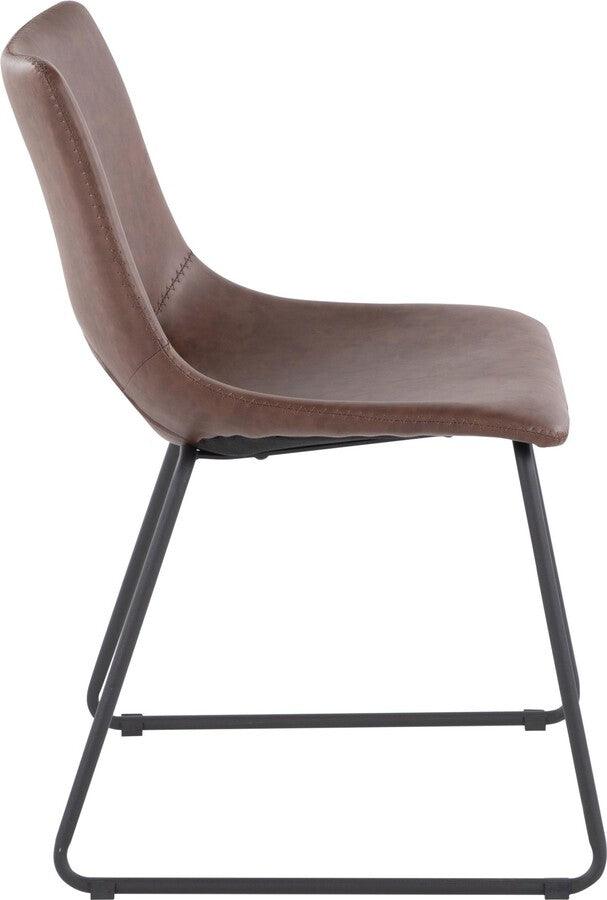Lumisource Dining Chairs - Robbi Contemporary Dining Chair In Black Steel & Brown Faux Leather (Set of 2)