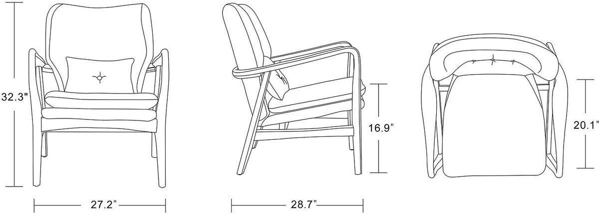 Manhattan Comfort Accent Chairs - Bradley Yellow and Walnut Linen Weave Accent Chair