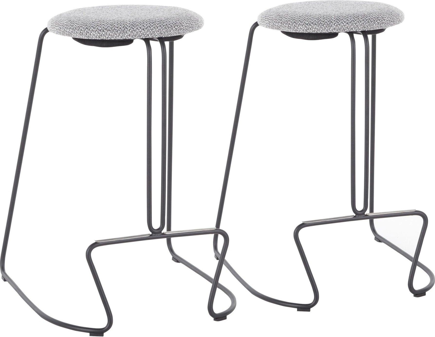 Lumisource Barstools - Finn Counter Stool (Set of 2) Black Steel & Charcoal