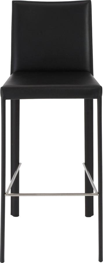 Euro Style Barstools - Hasina Bar Stool in Black with Polished Stainless Steel Legs - Set of 2