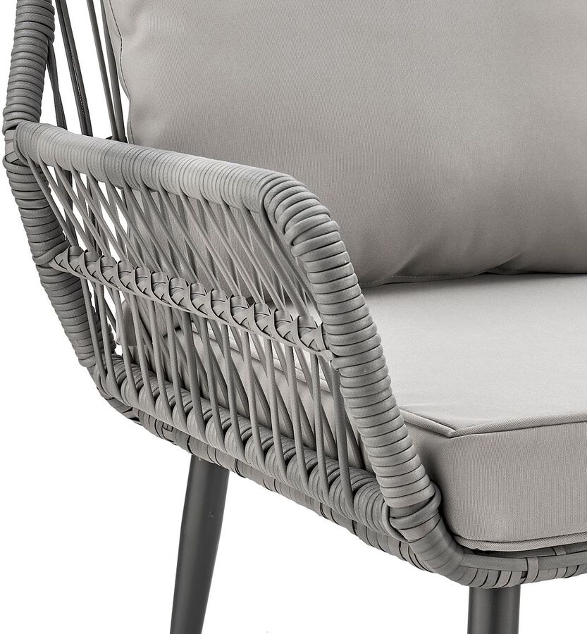 Manhattan Comfort Outdoor Conversation Sets - Cannes Patio 2- Person Seating Group with End Table with Grey Cushions