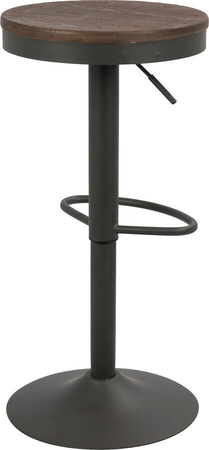 Lumisource Barstools - Dakota Industrial Adjustable Barstool in Brown and Grey - Set of 2