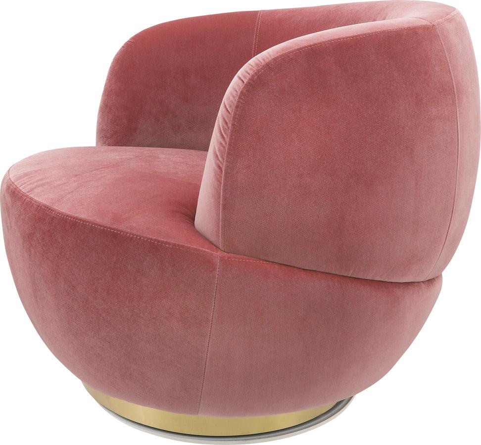 Sagebrook Home Accent Chairs - Velveteen Swivel Chair With Gold Base, Pink