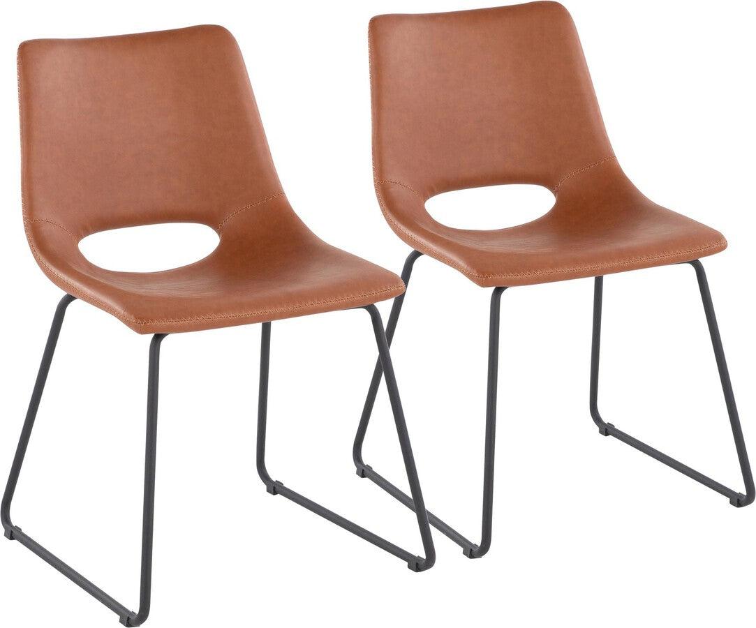 Lumisource Dining Chairs - Robbi Contemporary Dining Chair In Black Steel & Camel Faux Leather (Set of 2)