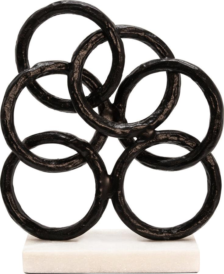 Sagebrook Home Decorative Objects - 13" Metal Rings On Marble Base, Black