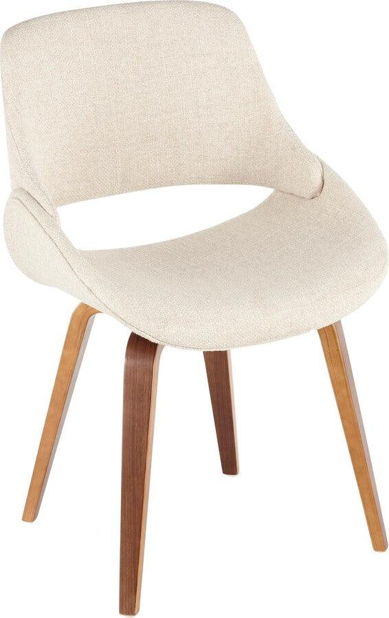 Lumisource Dining Chairs - Fabrico Mid-Century Modern Dining/Accent Chair in Walnut & Cream Noise Fabric - Set of 2