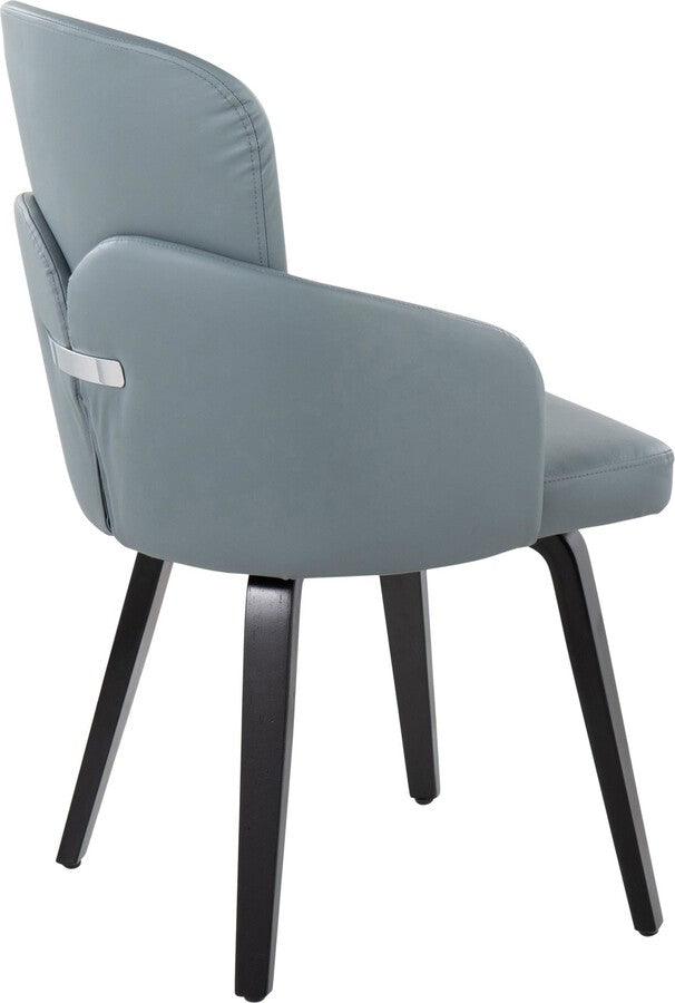 Lumisource Dining Chairs - Dahlia Contemporary Dining Chair In Black Wood & Grey Faux Leather With Chrome Accent (Set of 2)