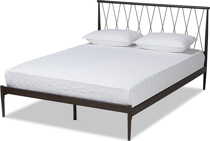 Wholesale Interiors Beds - Nano Modern and Contemporary Black Finished Metal Queen Size Platform Bed