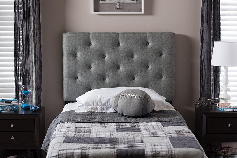 Wholesale Interiors Headboards - Viviana Modern and Contemporary Grey Fabric Button-Tufted Twin Size Headboard