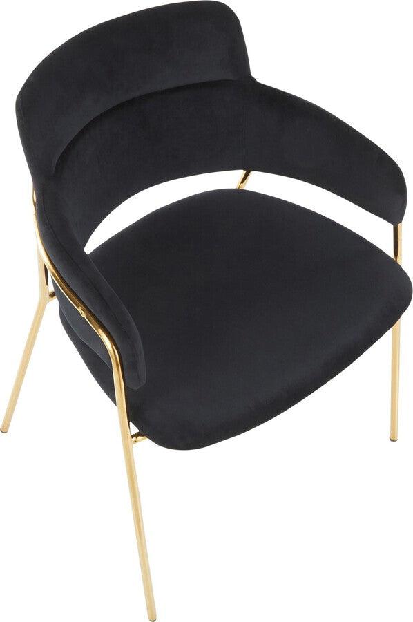 Lumisource Dining Chairs - Napoli Contemporary Chair in Gold Metal and Black Velvet - Set of 2