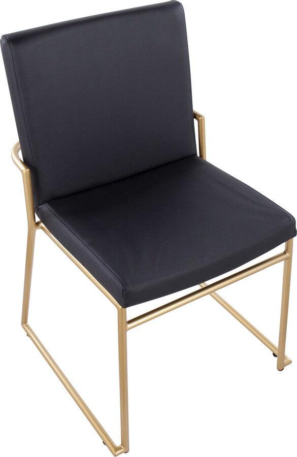 Lumisource Dining Chairs - Dutchess Contemporary Dining Chair In Gold Steel & Black Faux Leather (Set of 2)
