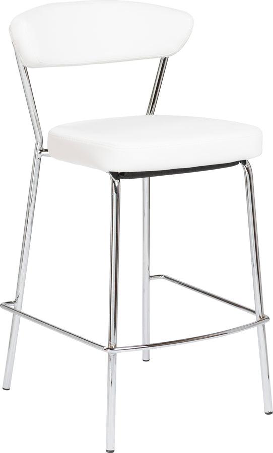 Euro Style Barstools - Draco-C Counter Stool In White With Chrome Base Frame And Base - Set Of 2