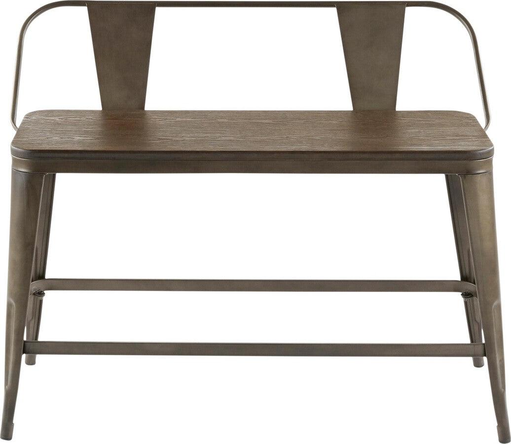 Lumisource Benches - Oregon Industrial Counter Bench in Antique Metal and Espresso Wood-Pressed Grain Bamboo