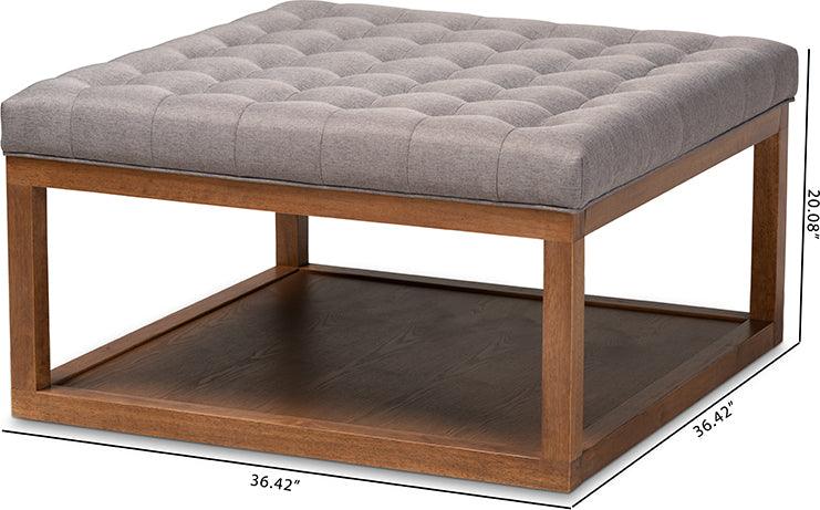 Wholesale Interiors Ottomans & Stools - Alvere Modern and Contemporary Grey Fabric Walnut Cocktail Ottoman