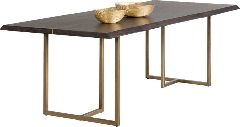 SUNPAN Dining Tables - Donnelly Dining Table - Antique Brass - Dark Mango - 95" Brown