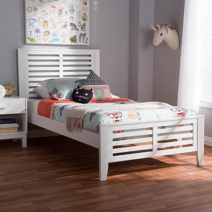 Wholesale Interiors Beds - Sedona Modern Classic Mission Style White-Finished Wood Twin Platform Bed