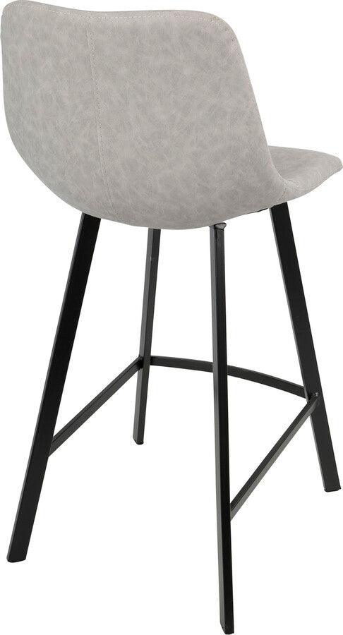 Lumisource Barstools - Outlaw Industrial Counter Stool in Black with Grey Faux Leather - Set of 2